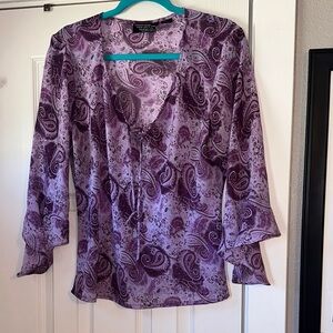 Elegant Y2K Purple Paisley Women's Blouse